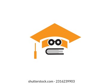Lawyer Cap book and glasses vector icon colourful image graphics design by illustration .