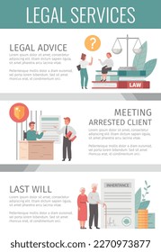 Lawyer cartoon infographics with legal services symbols vector illustration