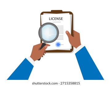 Lawyer Checking Legal Document Flat Illustration stock illustration