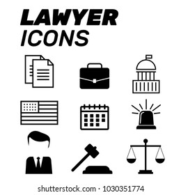 Lawyer concept. Lawyer icons in flat style. Lawyer sign and symbol vector. Lawyer set illustration