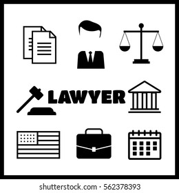 Lawyer concept. Lawyer icons in flat style. Lawyer sign and symbol vector