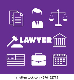 Lawyer concept. Lawyer icons in flat style. Lawyer sign and symbol vector