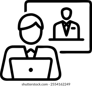 Lawyer conducting a virtual consultation in a glossy flexible workspace concept as Camera movement Pan across the lawyer screen during the virtual consultation. Scene A professiona