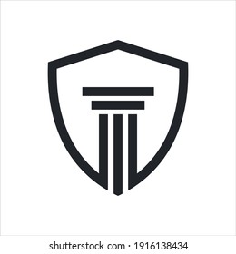 lawyer firm logo design. pillar with shield vector design.