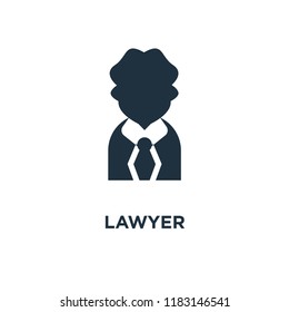 Lawyer icon. Black filled vector illustration. Lawyer symbol on white background. Can be used in web and mobile.