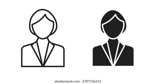 Lawyer icon in a black stroke vector design and flat solid version on white background