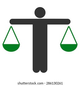 Lawyer icon from Business Bicolor Set. This flat vector symbol uses green and gray colors, rounded angles, and isolated on a white background.