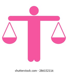 Lawyer icon from Business Bicolor Set. This flat vector symbol uses pink color, rounded angles, and isolated on a white background.