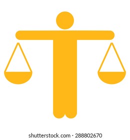 Lawyer icon from Business Bicolor Set. This flat vector symbol uses yellow color, rounded angles, and isolated on a white background.