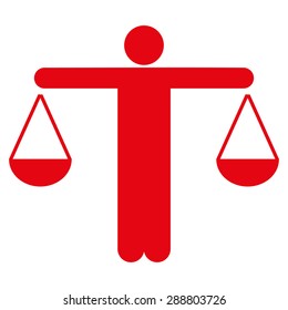 Lawyer icon from Business Bicolor Set. This flat vector symbol uses red color, rounded angles, and isolated on a white background.