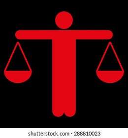 Lawyer icon from Business Bicolor Set. This flat vector symbol uses red color, rounded angles, and isolated on a black background.