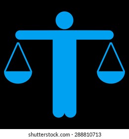 Lawyer icon from Business Bicolor Set. This flat vector symbol uses blue color, rounded angles, and isolated on a black background.