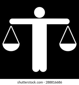 Lawyer icon from Business Bicolor Set. This flat vector symbol uses white color, rounded angles, and isolated on a black background.