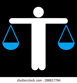 Lawyer icon from Business Bicolor Set. This flat vector symbol uses blue and white colors, rounded angles, and isolated on a black background.