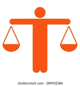 Lawyer icon from Business Bi-color Set. This flat vector symbol uses orange color, rounded angles, and isolated on a white background.