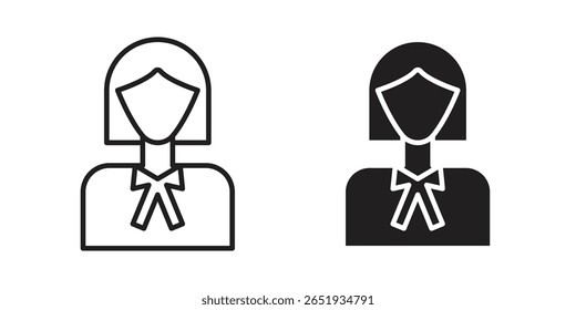 Lawyer icon. Flat and stroke versions. Graphic elements.
