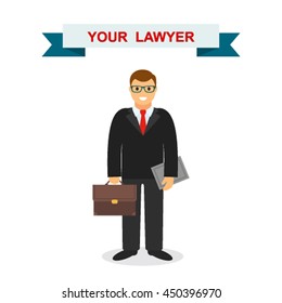 Lawyer Icon In A Flat Style Isolated On White Background