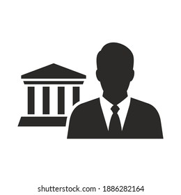 Lawyer Icon. Law And Judgement. Vector Icon Isolated On White Background.