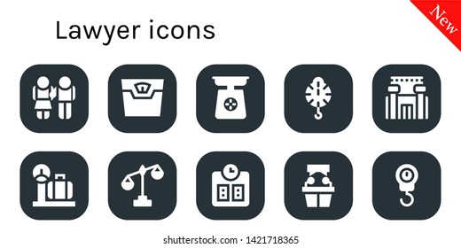 lawyer icon set. 10 filled lawyer icons.  Simple modern icons about  - Equality, Scale, Prison, Witness