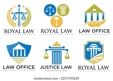 Lawyer icon set logo design with creative element style