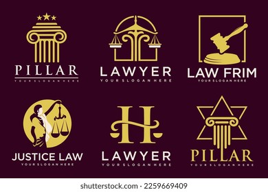 Lawyer icon set logo design with creative element style