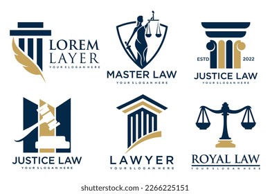 Lawyer icon set logo design with creative element style