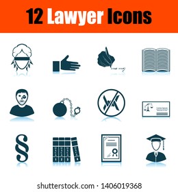 Lawyer Icon Set. Shadow Reflection Design. Vector Illustration.