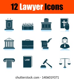 Lawyer Icon Set. Shadow Reflection Design. Vector Illustration.