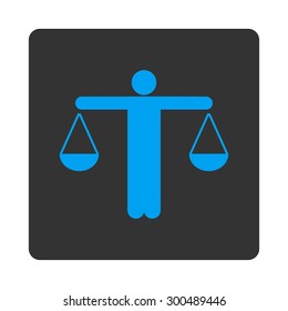 Lawyer icon. This flat rounded square button uses blue and gray colors and isolated on a white background.