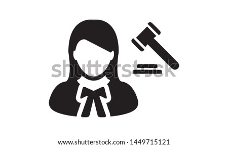 Lawyer icon vector female user person profile avatar symbol for law and justice in flat color glyph pictogram illustration Stock photo © 