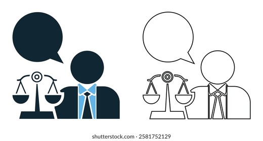 lawyer icon vector, law firms, attorneys, judiciary, and legal services pictogram symbol ui and ux design, glyphs and stroke line