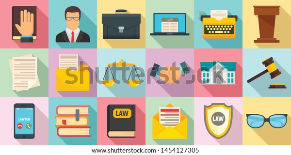 Lawyer icons set. Flat set of lawyer vector icons\
for web design