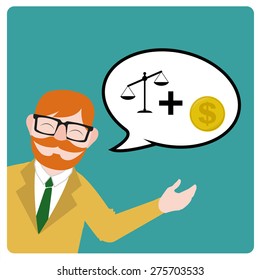 lawyer illustration over blue color background