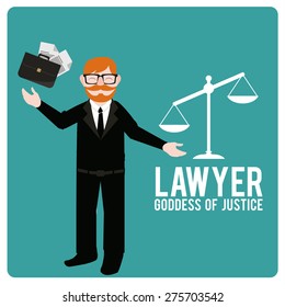 lawyer illustration over blue color background