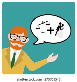 lawyer illustration over blue color background