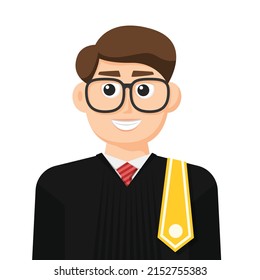 Lawyer or judge in simple flat vector, personal profile icon or symbol, people concept vector illustration.