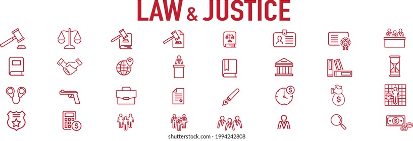 Lawyer and justice icons set vector