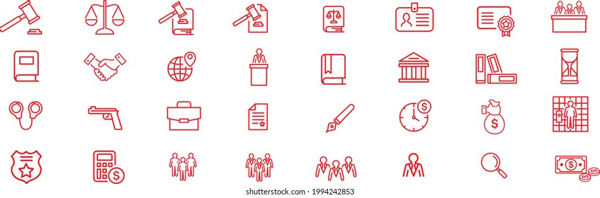 Lawyer and justice icons set vector
