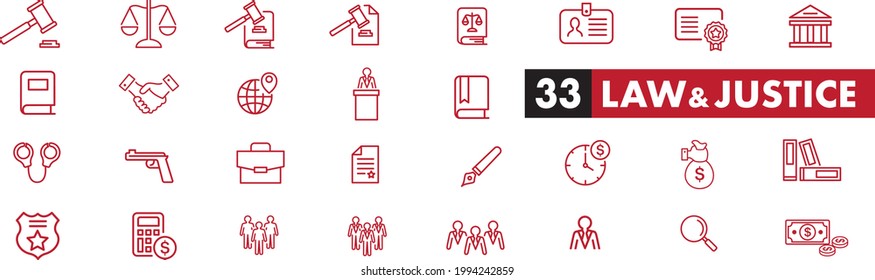 Lawyer and justice icons set vector