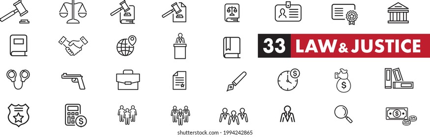 Lawyer and justice icons set vector