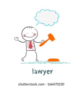 lawyer knocking hammer and thinks