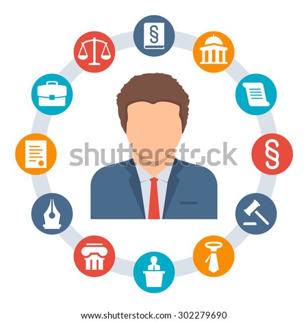Lawyer, law concept vector icons