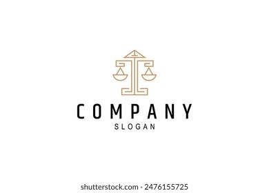 lawyer law court scales pillar logo in line art design style