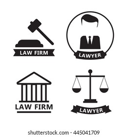 Lawyer and law office logo, emblem labels set eps10