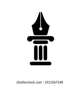 lawyer logo concept pillars with pen nib vector icon illustration design