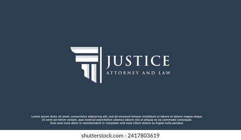 Lawyer logo with creative element style Premium Vector. Law firm Attorney And Law logo design vector Illustration.