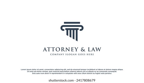 Logo del abogado con un estilo de elemento creativo Vector Premium. Diseño del logotipo del bufete de abogados y abogados. Ilustración vectorial.