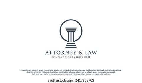 Lawyer logo with creative element style Premium Vector. Law firm Attorney And Law logo design vector Illustration.