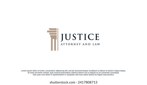 Logo del abogado con un estilo de elemento creativo Vector Premium. Diseño del logotipo del bufete de abogados y abogados. Ilustración vectorial.