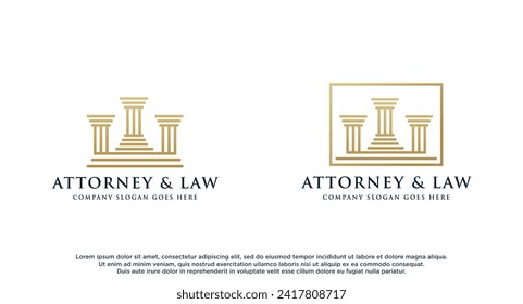 Rechtsanwaltslogo mit kreativem Elementarstil Premium Vector. Rechtsanwaltskanzlei und Logo Design Vektorgrafik.